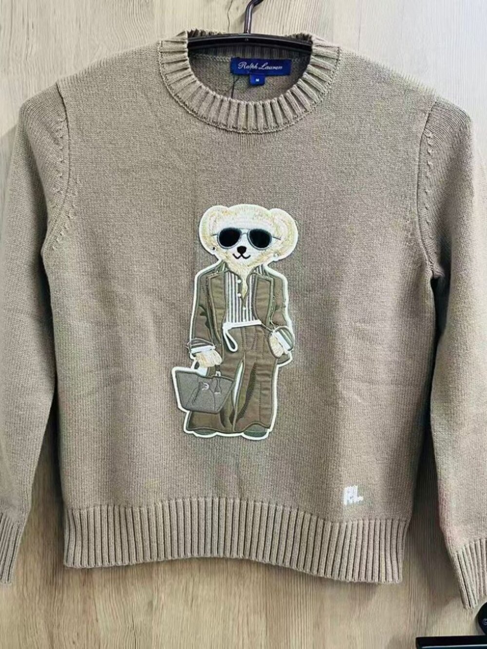 Ralph Lauren Tan Bear Sweater M New With Tags